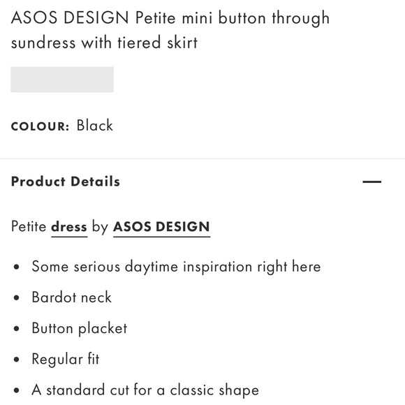 ASOS DESIGN Petite mini button through sundress with tiered skirt 🖤 NWT - Picture 8 of 8